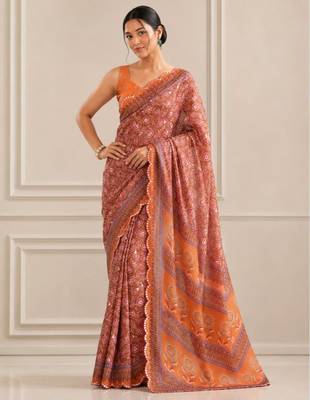 premium heavy chinon silk blend mirror work saree 2