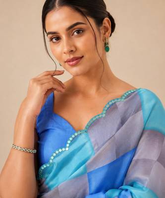 premium heavy chinon silk blend mirror work saree 2