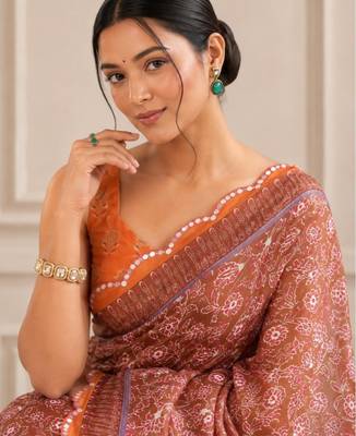 premium heavy chinon silk blend mirror work saree 3