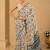 printed chinon silk blend mirror lace saree