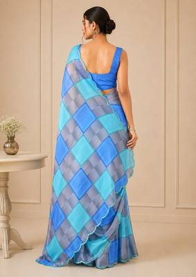 premium heavy chinon silk blend mirror work saree 3