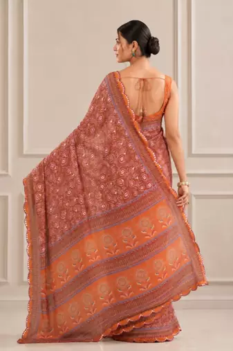 premium heavy chinon silk blend mirror work saree