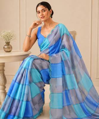 premium heavy chinon silk blend mirror work saree 4