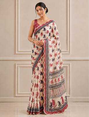 premium heavy chinon silk blend mirror work saree 1