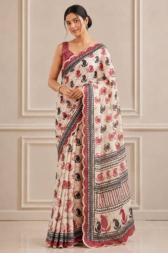 premium heavy chinon silk blend mirror work saree
