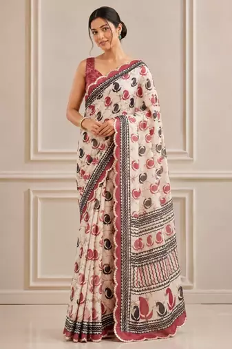 premium heavy chinon silk blend mirror work saree