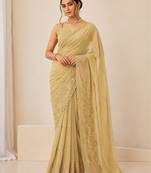 Heavy star georgette beads & lace work saree