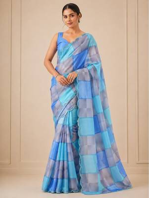 premium heavy chinon silk blend mirror work saree 5