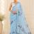 printed chinon silk blend mirror lace saree