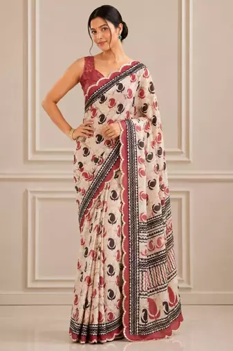 premium heavy chinon silk blend mirror work saree