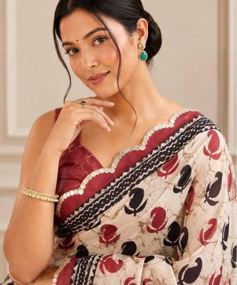 premium heavy chinon silk blend mirror work saree 3