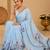 printed chinon silk blend mirror lace saree