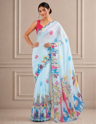 premium heavy chinon silk blend mirror work saree 2