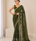 Heavy star georgette beads & lace work saree