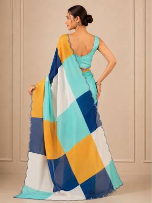 premium heavy chinon silk blend mirror work saree 5