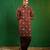 Deep maroon printed georgette slub silk dhoti kurta set
