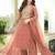 peach color fancy beads and embroidery and sequence work and ready maid lace border silk blend kurti set