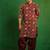 Deep maroon printed georgette slub silk dhoti kurta set