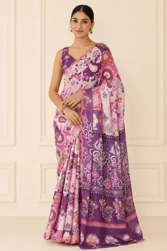premium heavy chinon silk blend mirror work saree