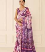 premium heavy chinon silk blend mirror work saree