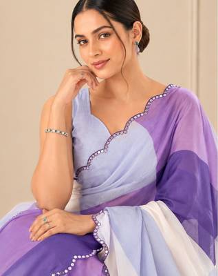premium heavy chinon silk blend mirror work saree 2