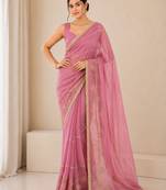 Heavy star georgette beads & lace work saree