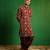 Deep maroon printed georgette slub silk dhoti kurta set