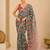 printed chinon silk blend mirror lace saree