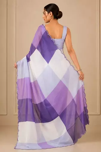 premium heavy chinon silk blend mirror work saree
