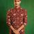 Deep maroon printed georgette slub silk dhoti kurta set