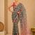 printed chinon silk blend mirror lace saree