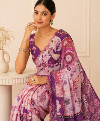 premium heavy chinon silk blend mirror work saree 3