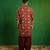 Deep maroon printed georgette slub silk dhoti kurta set