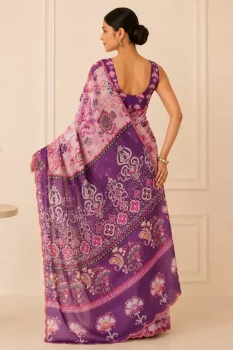 premium heavy chinon silk blend mirror work saree