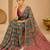 printed chinon silk blend mirror lace saree