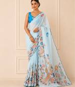 premium heavy chinon silk blend mirror work saree