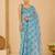 printed chinon silk blend mirror lace saree