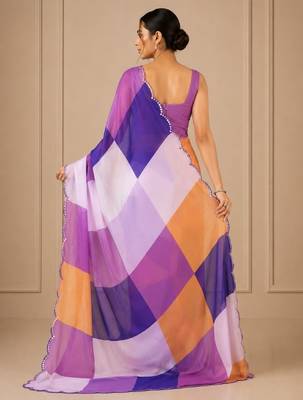 premium heavy chinon silk blend mirror work saree 3