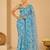 printed chinon silk blend mirror lace saree
