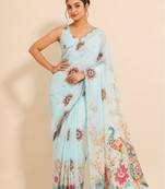 premium heavy chinon silk blend mirror work saree