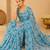 printed chinon silk blend mirror lace saree