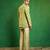 Lime green printed slub silk kurta jacket set