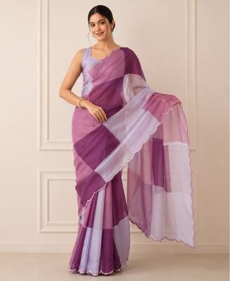premium heavy chinon silk blend mirror work saree 1