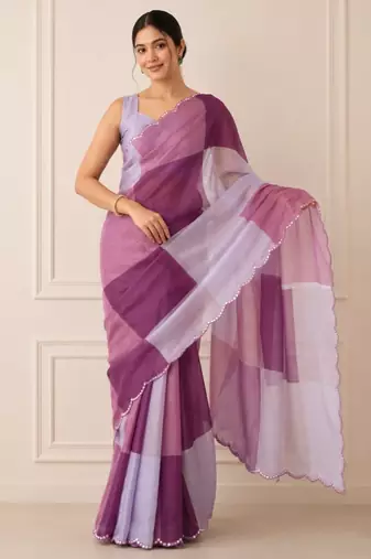 premium heavy chinon silk blend mirror work saree