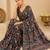 printed chinon silk blend mirror lace saree