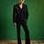 Navy blue embroidered imported suiting blazer set