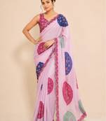 premium heavy chinon silk blend mirror work saree