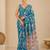 printed chinon silk blend mirror lace saree