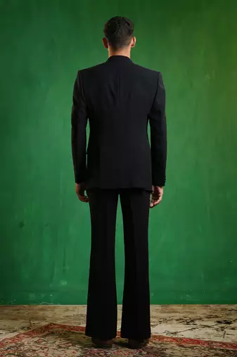 Navy blue embroidered imported suiting blazer set
