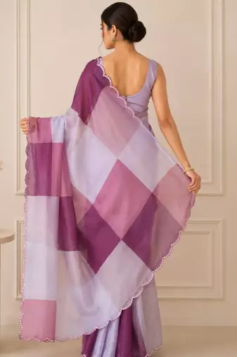 premium heavy chinon silk blend mirror work saree